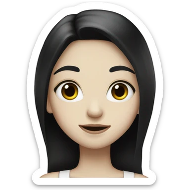 Pale girl with long black hair with black heart  sticker