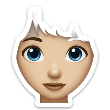 Dark brown long hair fringe girl with blue eyes sticker