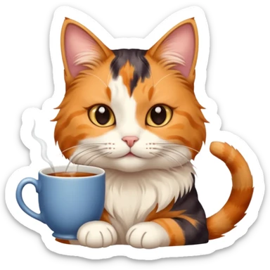 Çay içen kedi sticker