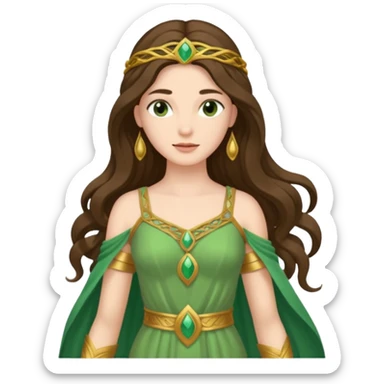 Juno, Marriage Goddess from Rome Mythology with long brunette hair, green outfit sticker
