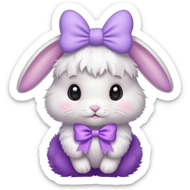Baby bunny with a lilac bow sticker