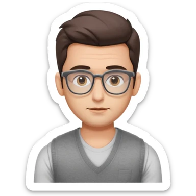 generate a pretty bratz emoji 
Make her look like hrithik roshan wearing white tee with a grey v neck sleeveless weater vest over it. wearing rectangle spectacles

he should look exactly  like hrithik roshan. looking autistic sticker