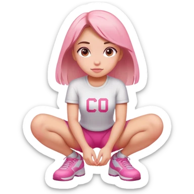  top with pink inscription “girl”  squatting sticker