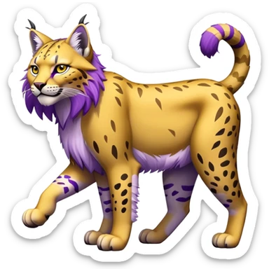 Yellow and purple Electric-type Bobcat-Lynx-Lion-Fakémon full body sticker
