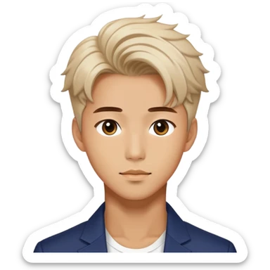 Handsome K-pop male idol face with stylish hair sticker