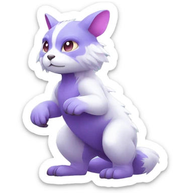 Cute cool white blue purple pink animal hybrid Fakemon full body sticker
