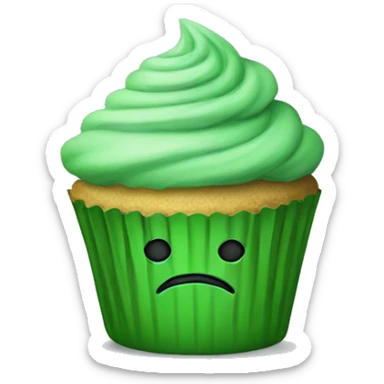 Sad green cupcake sticker