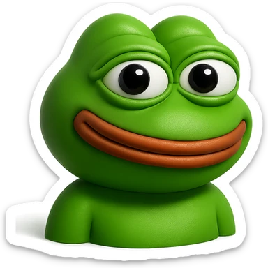 make a pepe in bright green smiling and looking straight at the camera in 3d style, good highlights and shadows, drop shadows

pepe in
- 3d style
- bright green
- smiling
- looking straight at the camera
- good highlights and shadows sticker