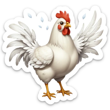 Chicken flying in the wind during a snowstorm sticker