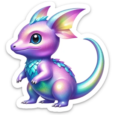 Pastel Randomly-colored sparkly exotic Fakémon-creature sticker
