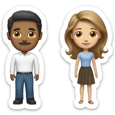 Puerto rican beard short brown hair  husband with blond long hair wife and brown long hair daughter Family  sticker