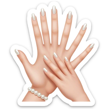 beautiful realistic female hand with five fingers with pearl manicure sticker