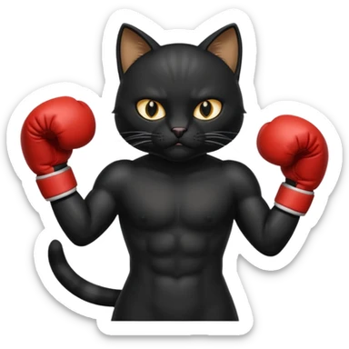 Black Cat with boxing gloves sticker