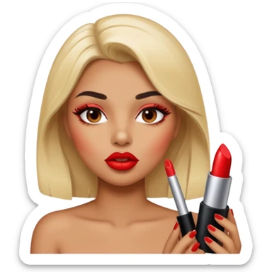 Baddie applying lipstick sticker