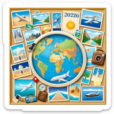 An extremely detailed lifestyle vision board collage for the year 2026. sticker