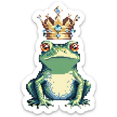 royal frog with jeweled crown sticker