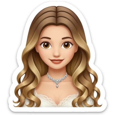 Beautiful happy woman with Balayage long hair bridal sticker