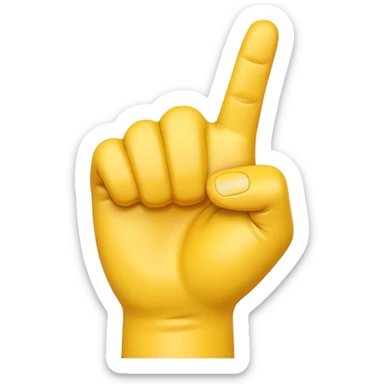 A 3D Apple-style yellow hand emoji, closed fist with thumb pointing backward over the shoulder direction, smooth rounded shape, shiny surface, clean minimal background. sticker