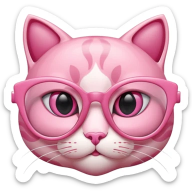 A 3D cartoon rose-pink cat-eye shaped spectacle, glossy curved frame, soft reflections, isolated on plain background. only glasses. ONly glasses. sticker