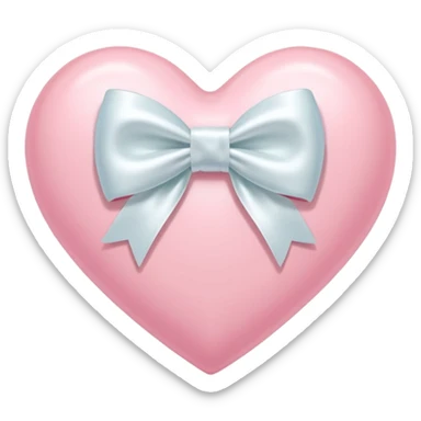 Pastel pink heart with white bow sticker