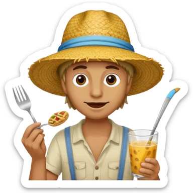 Gars Créole réunionnais chapeau paille tong au pieds  sticker