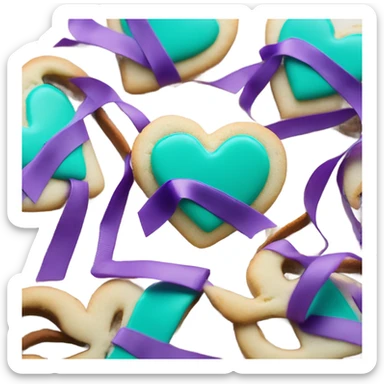 Purple teal Suicide awareness ribbon, heart cookie sticker