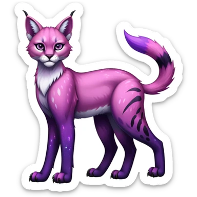 Vibrant dark edgy gothic Falvie-Fionbri-Bobcat-Caracal-creature-sparkle-feline-fursona, full body sticker