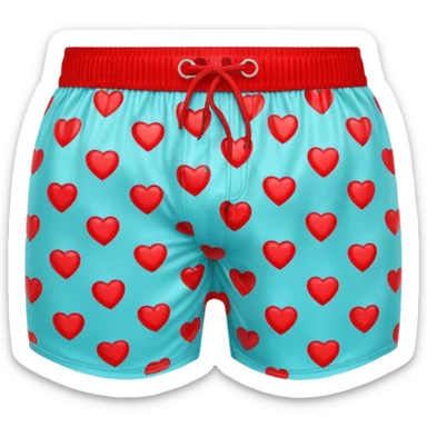 A 3D emoji of men’s boxer shorts in Apple style, decorated with bright red heart patterns. The shorts have a playful, fun design with an elastic waistband, glossy and smooth texture. Clean Apple-style rendering, isolated on white background.







 sticker