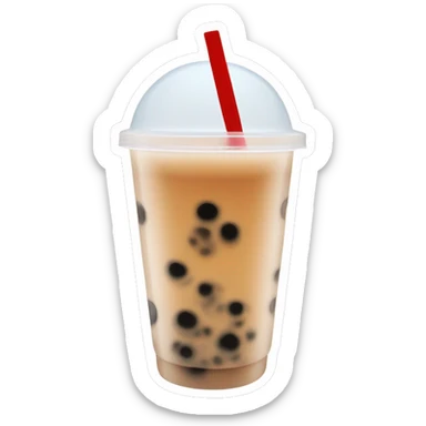 a bubble tea cup with transparent tea and much sobre look sticker