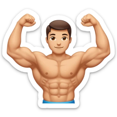 "Create a high-quality, glossy emoji-style illustration of a flexed biceps (💪). Use smooth gradients, rounded shapes, clean vector-style design, soft shadows, and vibrant colors. The result should look like an official modern emoji, crisp and polished." sticker