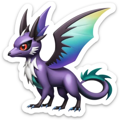 Shiny Noibat-Noivern-Mightyena-Silvally-Fakémon-hybrid-creature (full body)  sticker
