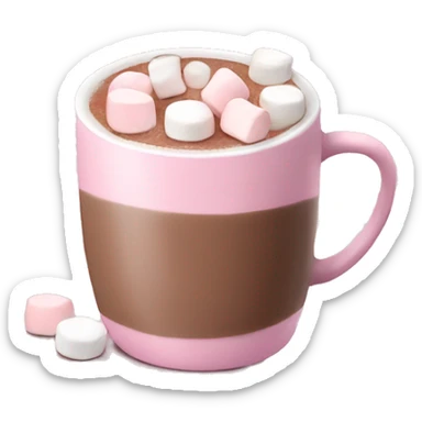 Light Pink mug of hot chocolate with marshmallows  sticker
