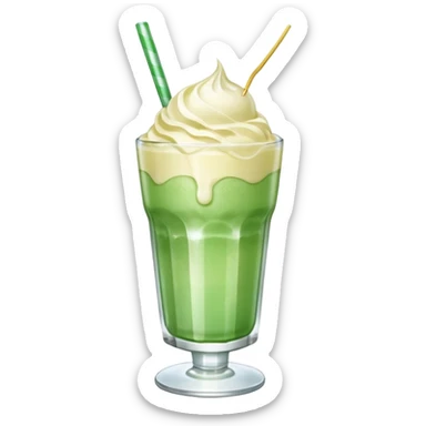 Japanese cream soda green on a glass with ice and vanilla 1 scoop on top sticker