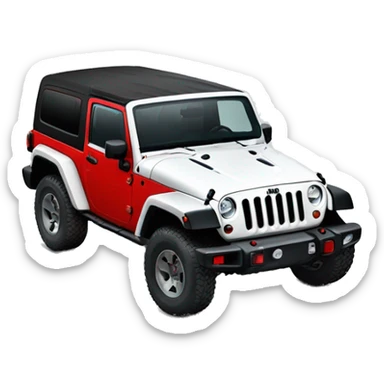 White Jeep Wrangler Rubicon with Red accents top off sticker