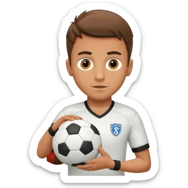 a guy with soccer equipment and a soccer ball ready for a pickup game sticker