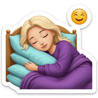 Girl sleeping in cozy bed sticker