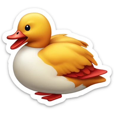 pato con lazo rojo con la lennua afuera sonriendo  sticker