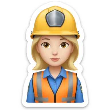 Girl standing with her security helmet and security vest on sticker