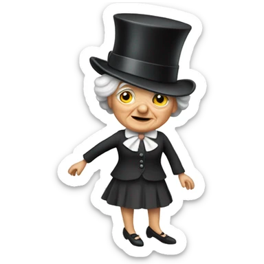 old lady with a top hat and ballet shoes sticker