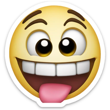 Emoji with tongue fully sticking out and her eyes rolled back sticker