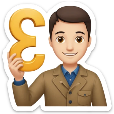 Homme qui tient un chiffre 6 et un 7 dans chaque main sticker