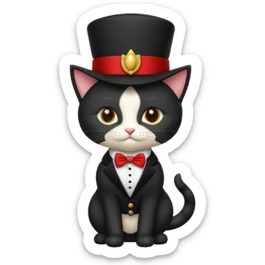 black suited cat with fes hat sticker