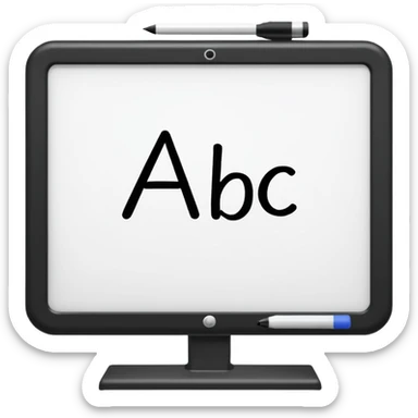 Whiteboard with ABC written on with handwriting sticker
