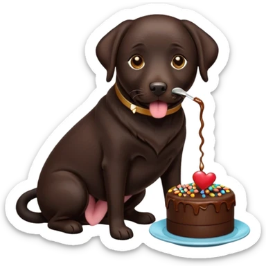 Cup of Tea cake black Labrador  sticker