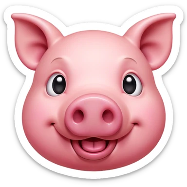 Cinematic Comical Pig Portrait Emoji, Head tilted dramatically with an exaggeratedly amused expression, featuring a striking rosy-pink hide with a playful snout and wide, expressive eyes filled with playful disbelief, Simplified yet hilariously expressive features, highly detailed, glowing with a slightly sassy glow, high shine, dramatic yet playful, stylized with an air of cheeky mischief, bright and endearing, soft glowing outline, capturing the essence of a spirited and over-the-top pig, so meme-worthy it feels like it could oink its way into internet fame instantly! sticker
