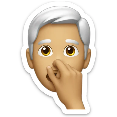 A guy with his finger in his mouth making the silence sign sticker