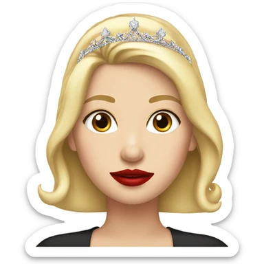 Small Tiara on a blonde white girl with red lipstick  sticker