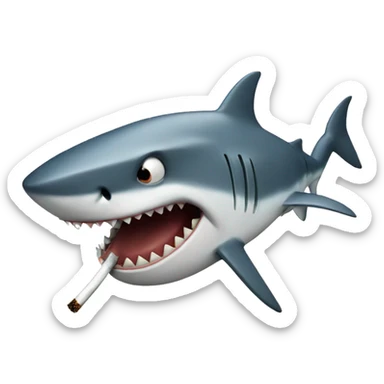 Shark smoking sticker