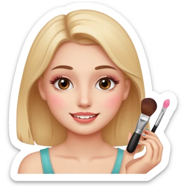 girl applying makeup sticker