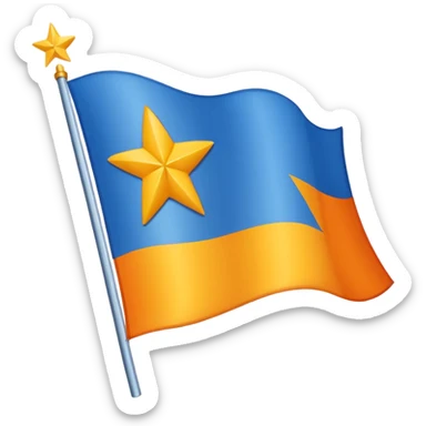  Flag Emoji, as a horizontal duo color, blue on top, orange on the bottom, and in between the two colors, there are 12 small, yellow, 5-pointed stars, running along the border of the two colors. Add one extra 5-pointed yellow star, but make it big, and directly in the middle of the flag. sticker